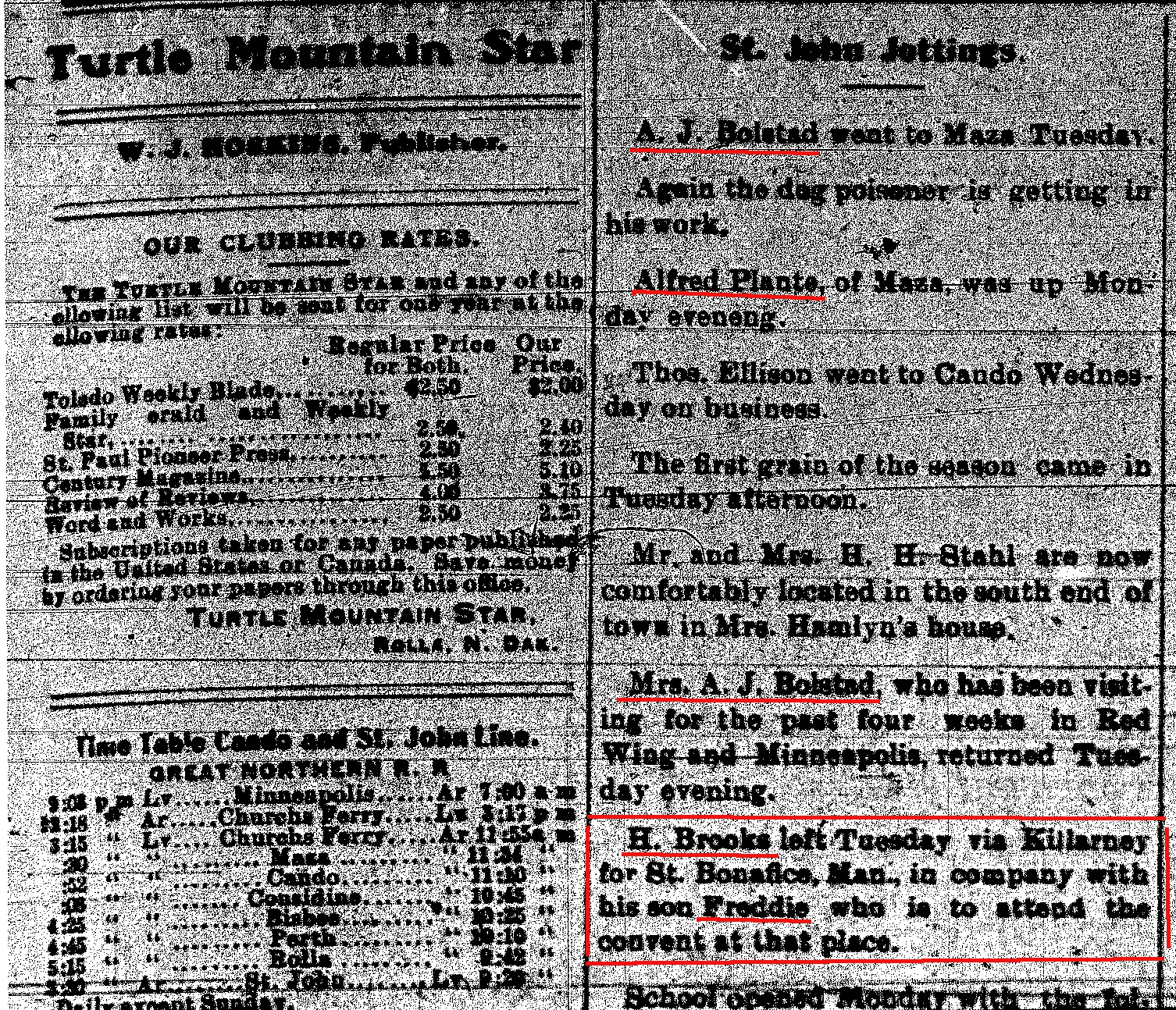  News Article Hubert Brooks Accompanies Son Freddie to St. Boniface